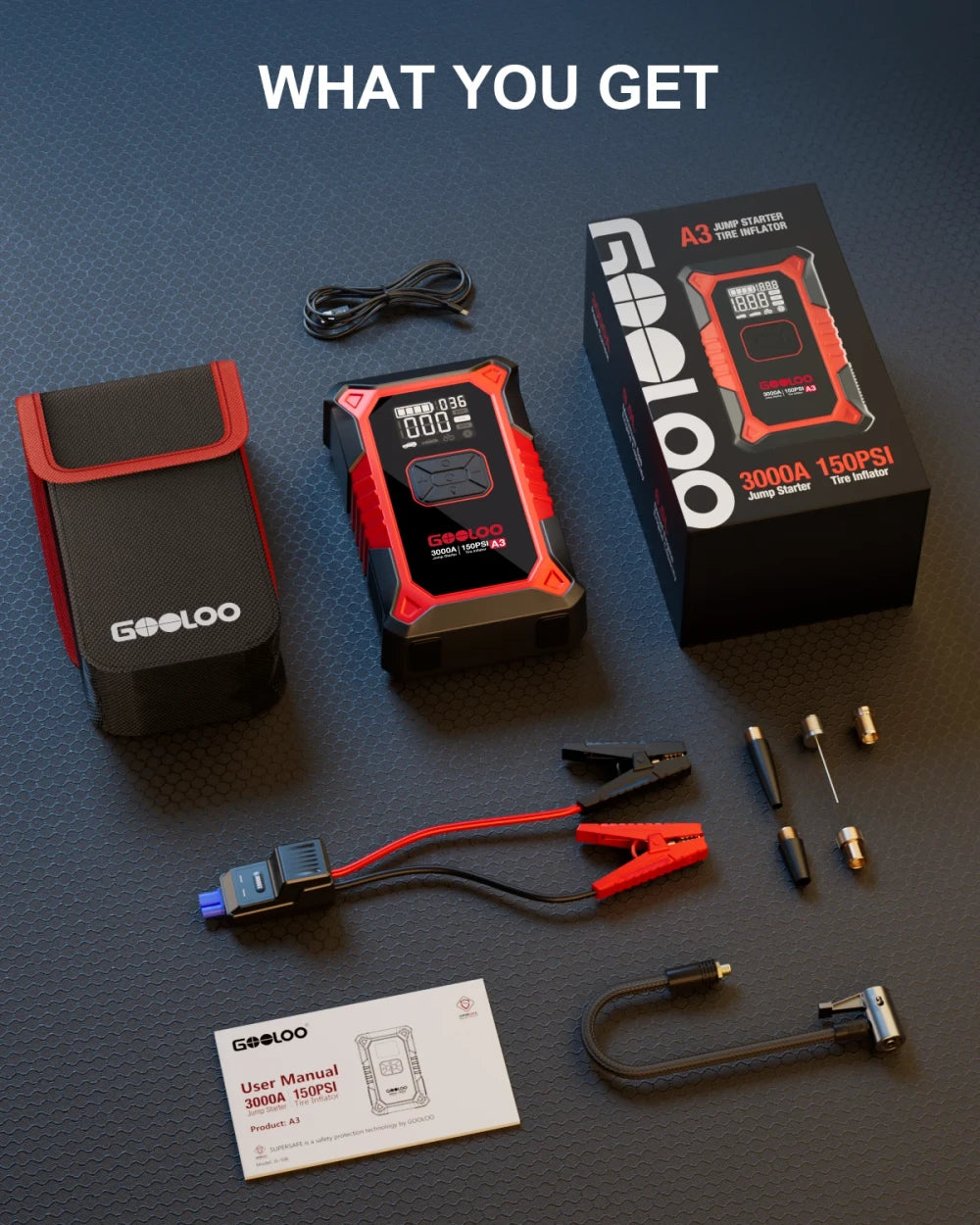 GOOLOO Portable Jump Starter and Air Compressor
