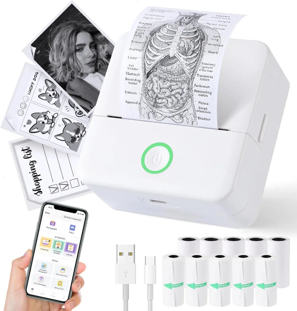 Portable Inkless Thermal Printer